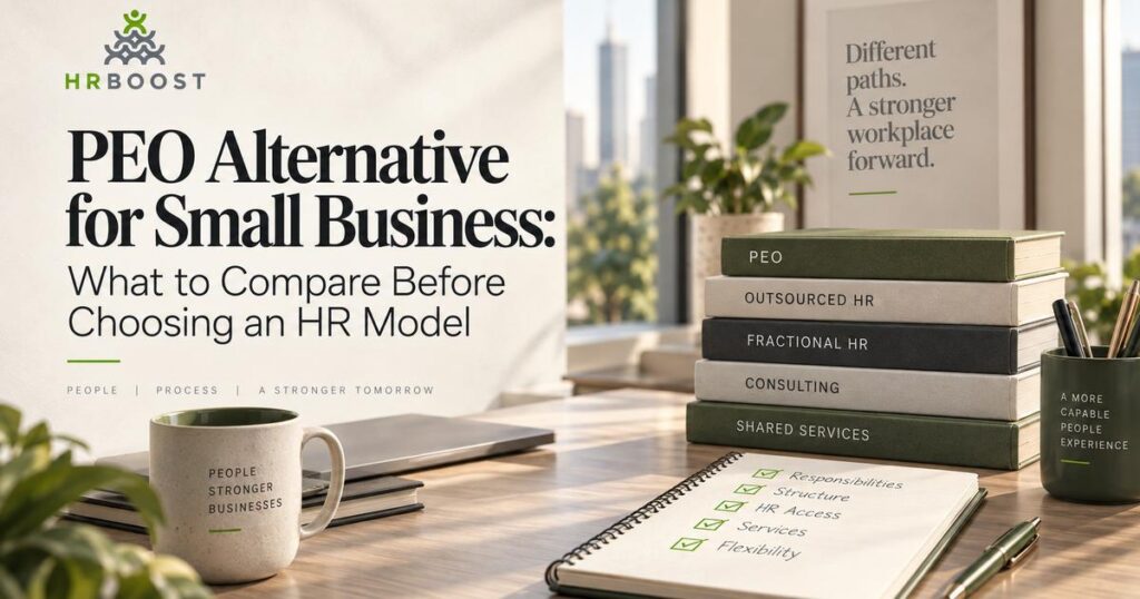 Illustration representing comparison of HR support models for small business